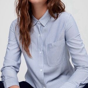 Aritzia Kids Blue Striped Button Down Shirt
